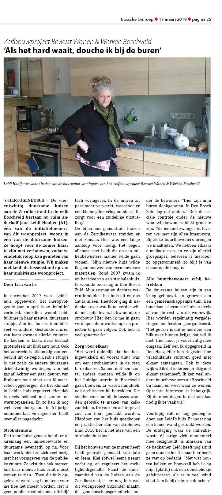 Article in the Bossche Omroep (local newspaper): Zelfbouwproject BWWB